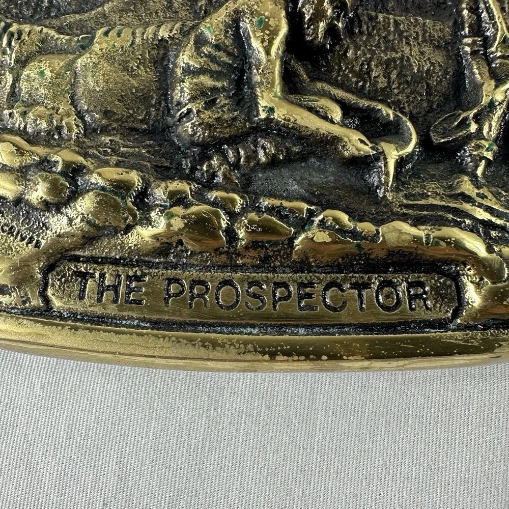 VTG Montana PROSPECTOR BELT  BUCKLE VINTAGE Solid Brass 1979 Bob Scriver